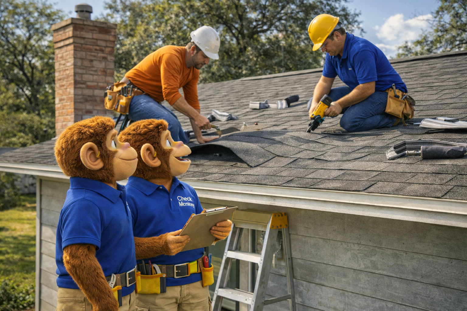 Check Monkey inspectors on roof duty in Dunedin, Florida